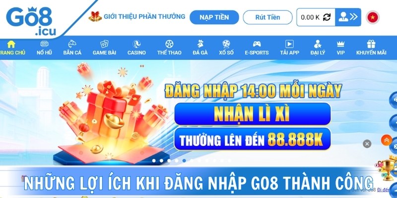 Những lợi ích khi đăng nhập Go8 thành công
