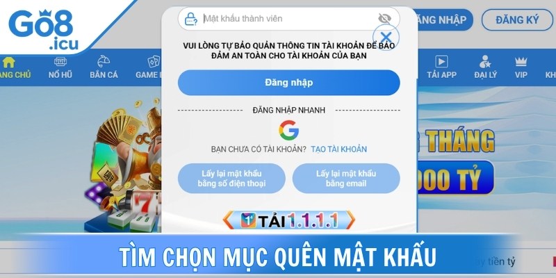 Cách để khắc phục khi quên mật khẩu Go8