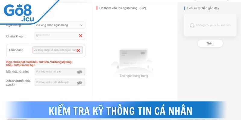 Các lưu ý quan trọng cần nắm khi rút tiền Go8