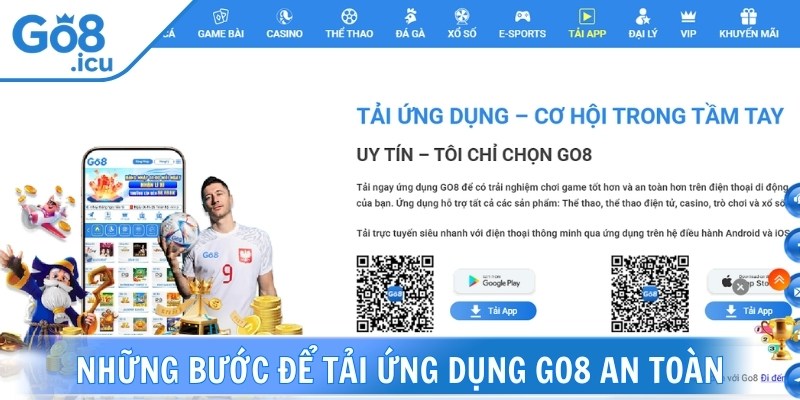 Những bước để tải ứng dụng Go8 an toàn